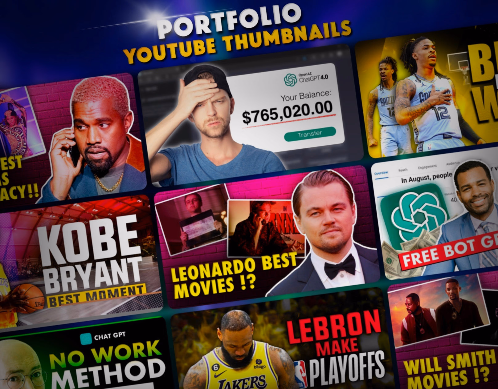 High-CTR YouTube thumbnail portfolio preview
